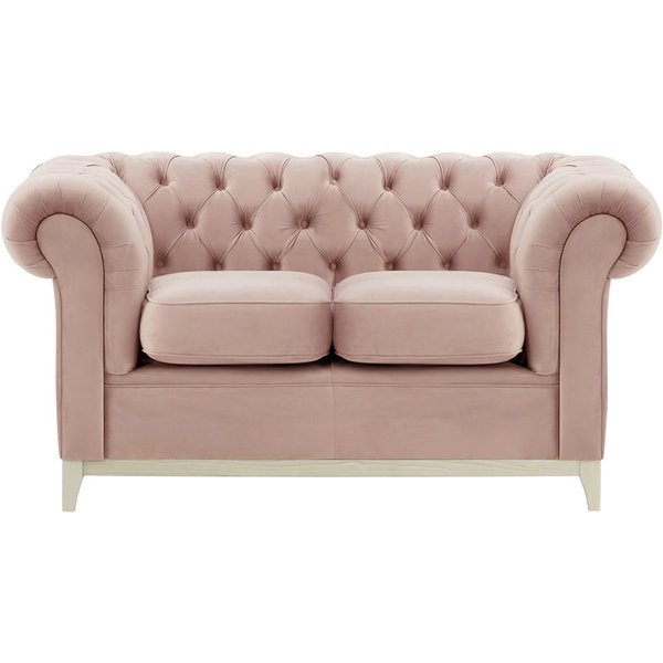 Canapé deux places Chesterfield Wood, lila/rose - Velluto 14, Couleur des pieds: Blanc