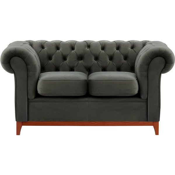 Canapé deux places Chesterfield Wood, graphite - Velluto 19, Couleur des pieds: aveo