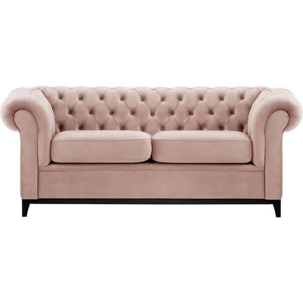 Canapé trois places Chesterfield Wood, lila/rose - Velluto 14, Couleur des pieds: Noir