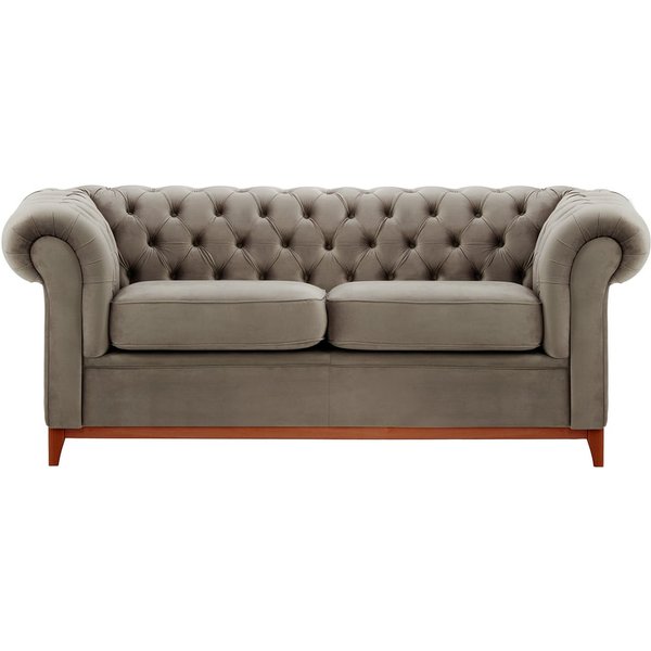 Canapé trois places Chesterfield Wood, gris éléphant - Velluto 17, Couleur des pieds: aveo