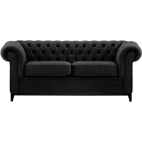 Canapé trois places Chesterfield Wood, noir - Velluto 20, Couleur des pieds: Noir