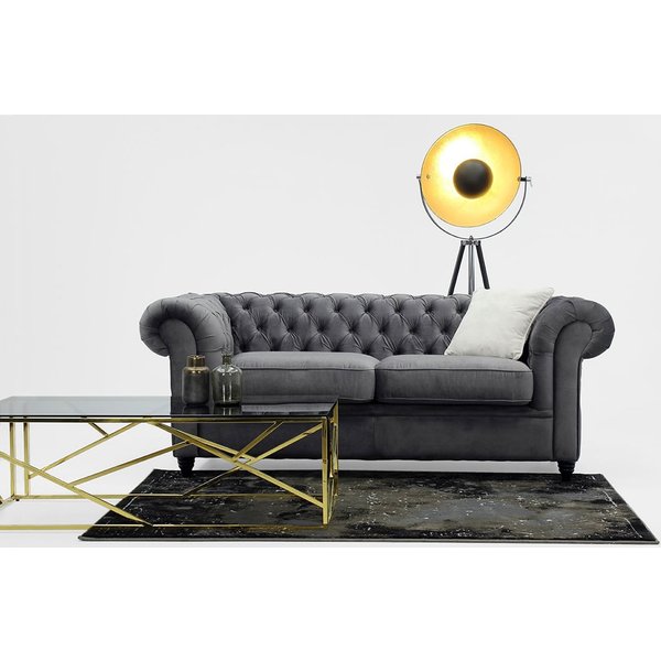 Canapé trois places Chesterfield, Velluto 33 - orange rouillé, Couleur des pieds: Noir