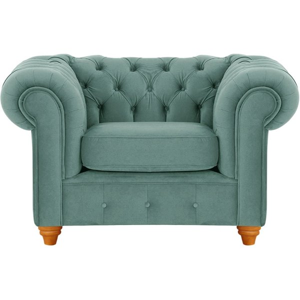 Fauteuil Chesterfield Max, bleu - Velluto 12, Couleur des pieds: aveo