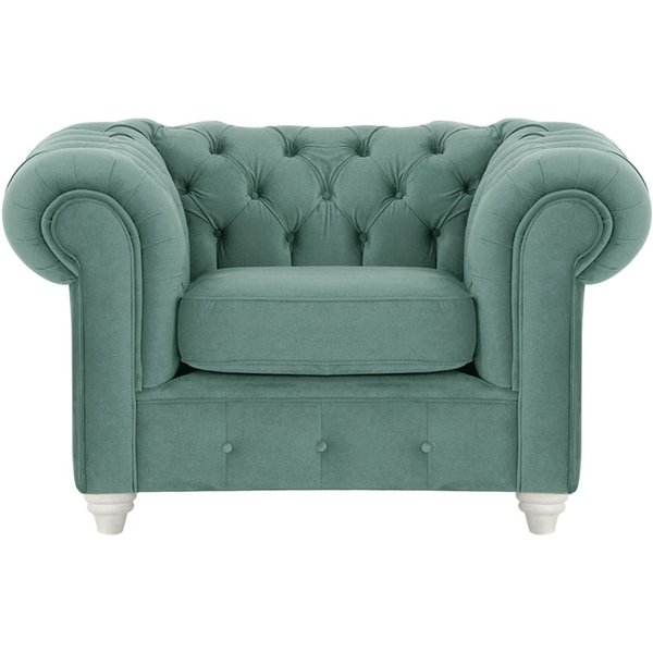 Fauteuil Chesterfield Max, bleu - Velluto 12, Couleur des pieds: Blanc