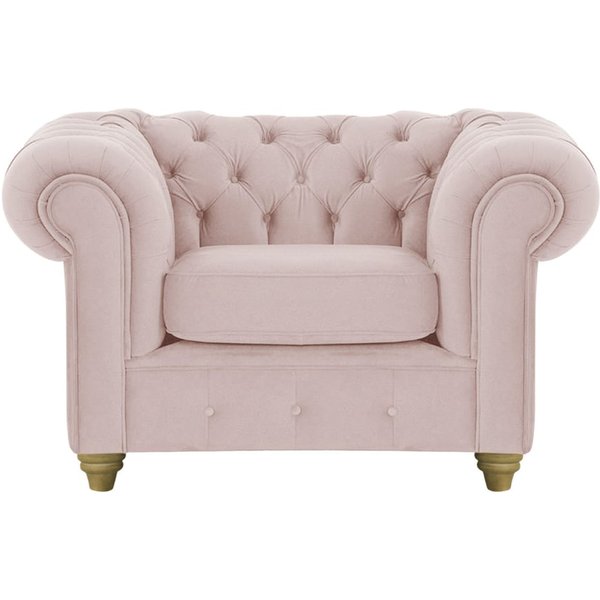 Fauteuil Chesterfield Max, lila/rose - Velluto 14, Couleur des pieds: Noir wax