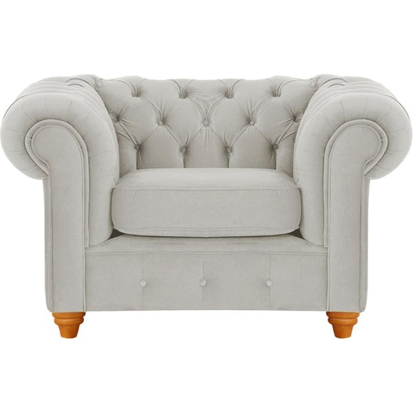 Fauteuil Chesterfield Max, gris clair - Velluto 15, Couleur des pieds: aveo