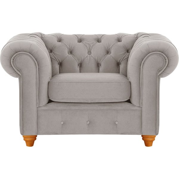 Fauteuil Chesterfield Max, gris éléphant - Velluto 17, Couleur des pieds: aveo