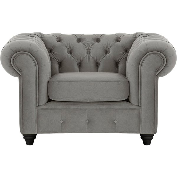 Fauteuil Chesterfield Max, graphite - Velluto 19, Couleur des pieds: Noir