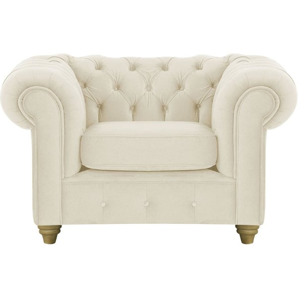 Fauteuil Chesterfield Max, beige clair - Velluto 2, Couleur des pieds: Noir wax