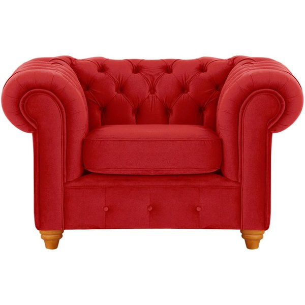 Fauteuil Chesterfield Max, rouge - Velluto 7, Couleur des pieds: aveo