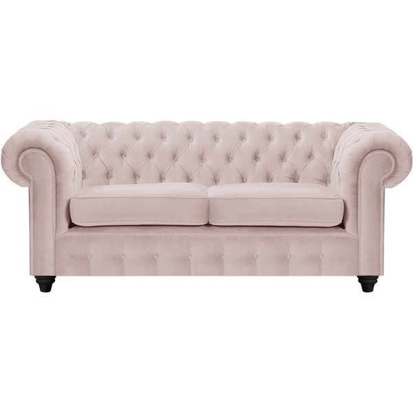 Canapé deux places Chesterfield Max, lila/rose - Velluto 14, Couleur des pieds: Noir