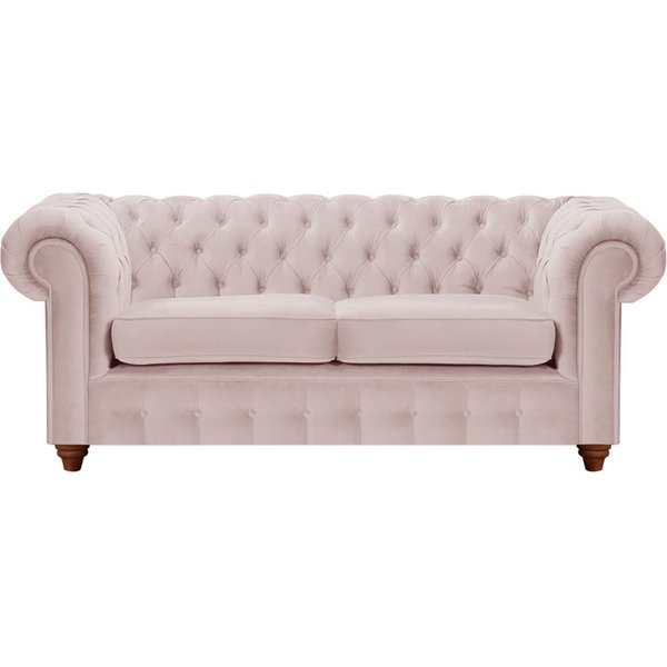 Canapé deux places Chesterfield Max, lila/rose - Velluto 14, Couleur des pieds: Chêne foncé