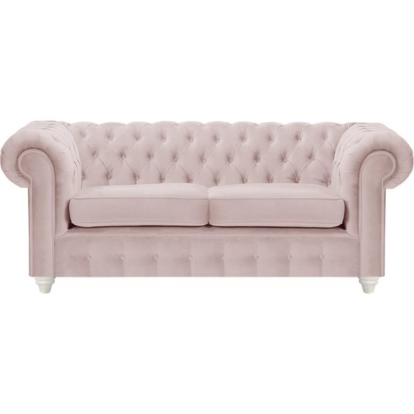 Canapé deux places Chesterfield Max, lila/rose - Velluto 14, Couleur des pieds: Blanc