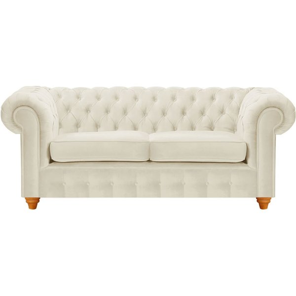 Canapé deux places Chesterfield Max, beige clair - Velluto 2, Couleur des pieds: aveo