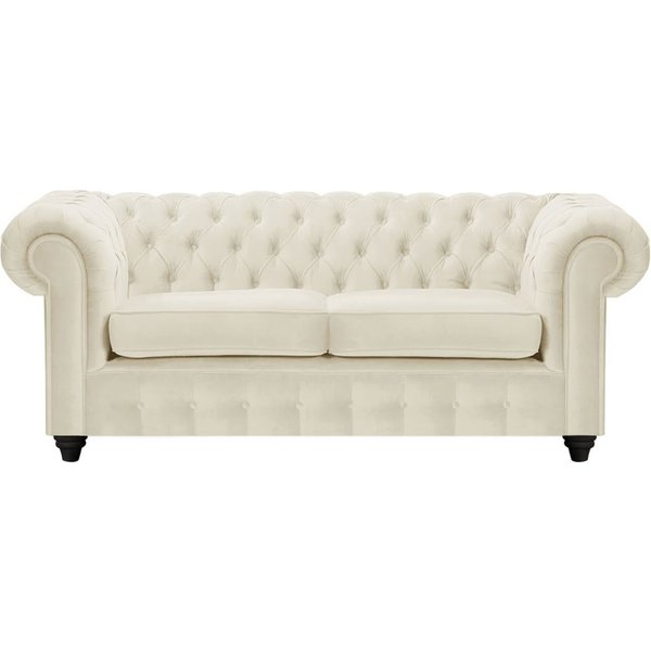 Canapé deux places Chesterfield Max, beige clair - Velluto 2, Couleur des pieds: Noir
