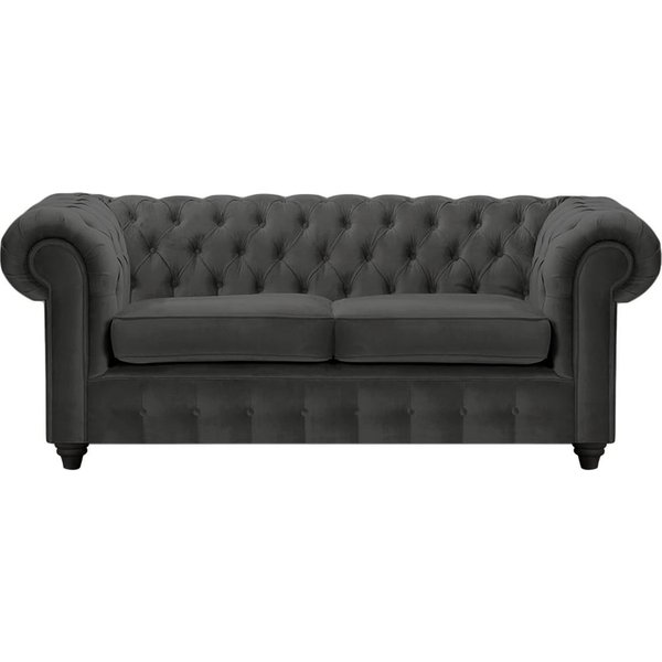 Canapé deux places Chesterfield Max, noir - Velluto 20, Couleur des pieds: Noir