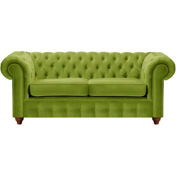 Canapé deux places Chesterfield Max, olive - Velluto 9, Couleur des pieds: Chêne foncé