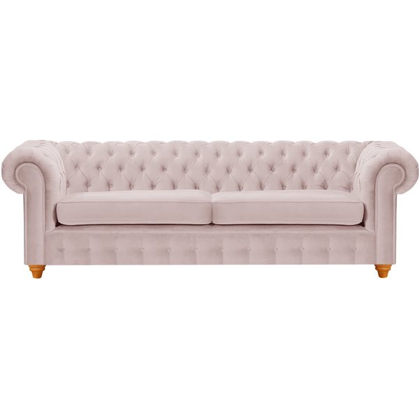 Canapé trois places Chesterfield Max, lila/rose - Velluto 14, Couleur des pieds: aveo