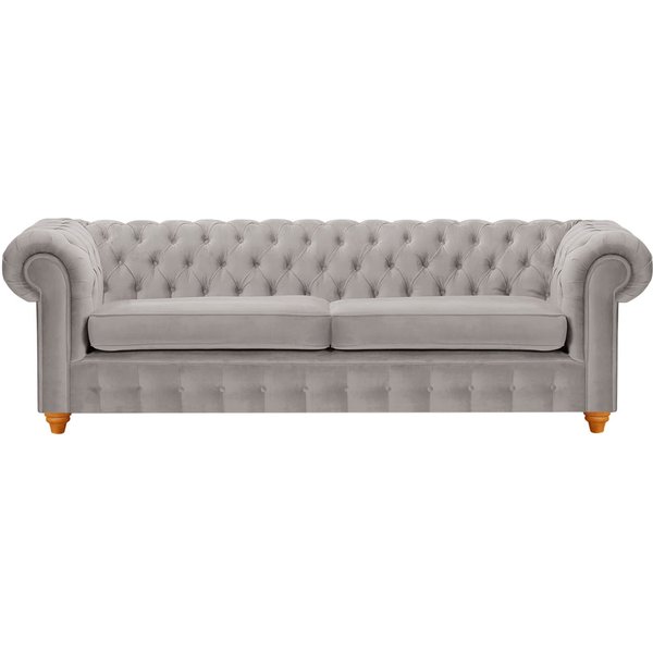 Canapé trois places Chesterfield Max, gris éléphant - Velluto 17, Couleur des pieds: aveo