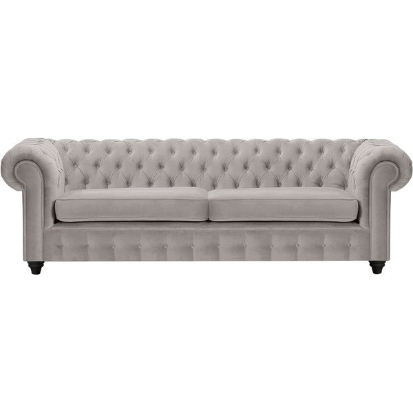 Canapé trois places Chesterfield Max, gris éléphant - Velluto 17, Couleur des pieds: Noir
