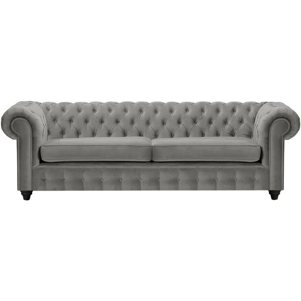 Canapé trois places Chesterfield Max, graphite - Velluto 19, Couleur des pieds: Noir