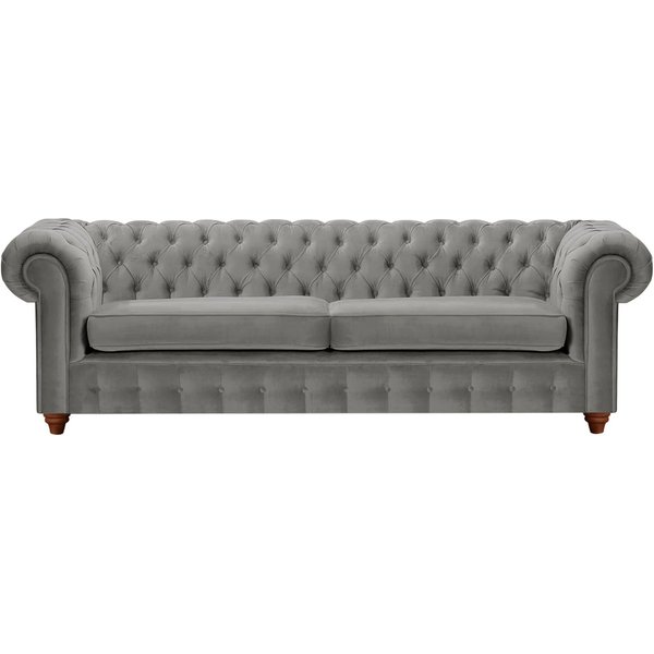Canapé trois places Chesterfield Max, graphite - Velluto 19, Couleur des pieds: Chêne foncé