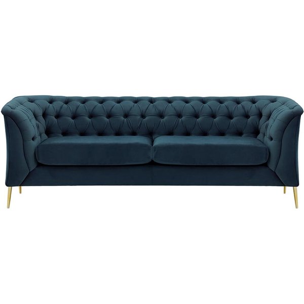 Canapé 2,5 places Chesterfield Modern, Velluto 33 - orange rouillé, Couleur des pieds: Métal chromé