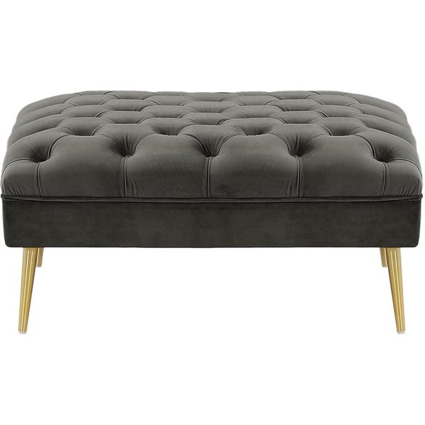 Pouf Chesterfield Modern, graphite - Velluto 19, Couleur des pieds: Métal doré