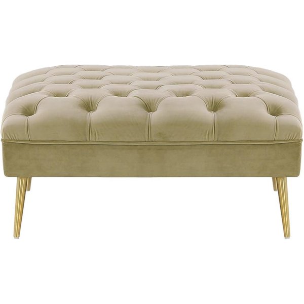Pouf Chesterfield Modern, beige - Velluto 3, Couleur des pieds: Métal doré