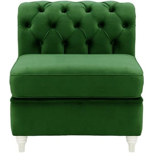 Chesterfield - Module intérieur une personne (1CP), vert foncé - Velluto 10, Couleur des pieds: Blanc