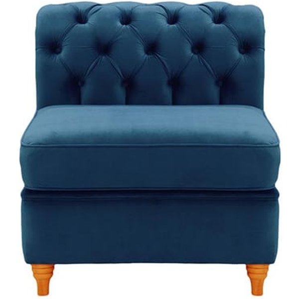 Chesterfield - Module intérieur une personne (1CP), bleu - Velluto 11, Couleur des pieds: aveo