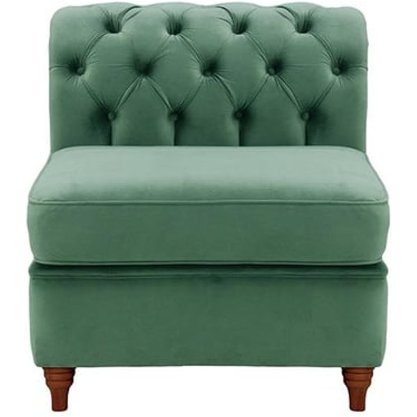 Chesterfield - Module intérieur une personne (1CP), bleu - Velluto 12, Couleur des pieds: Chêne foncé