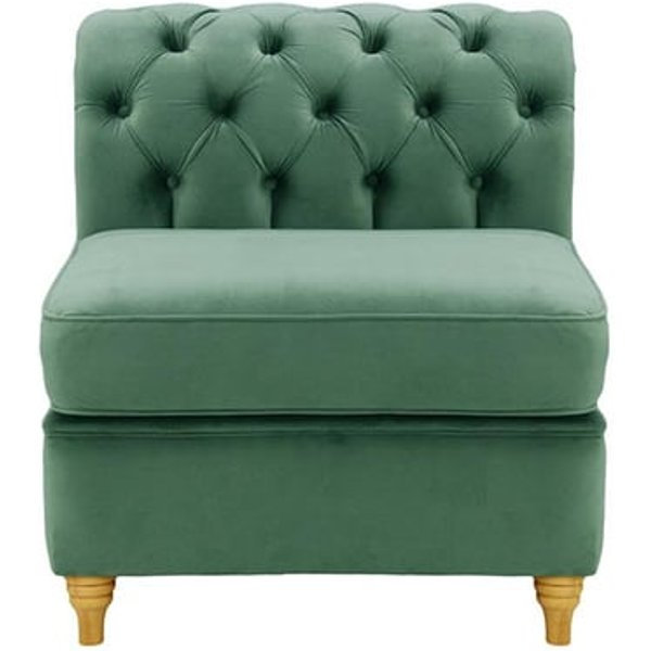 Chesterfield - Module intérieur une personne (1CP), bleu - Velluto 12, Couleur des pieds: Chêne clair
