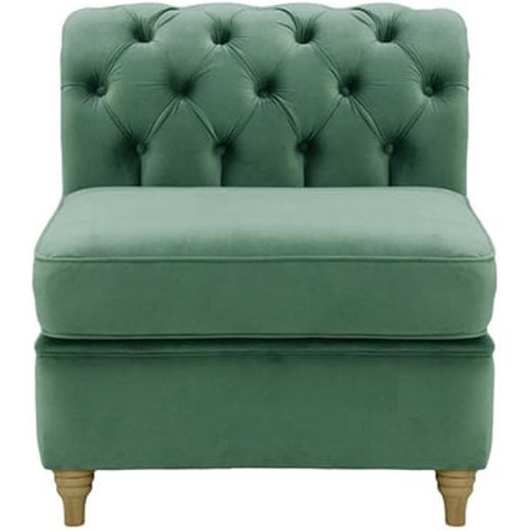 Chesterfield - Module intérieur une personne (1CP), bleu - Velluto 12, Couleur des pieds: Noir wax