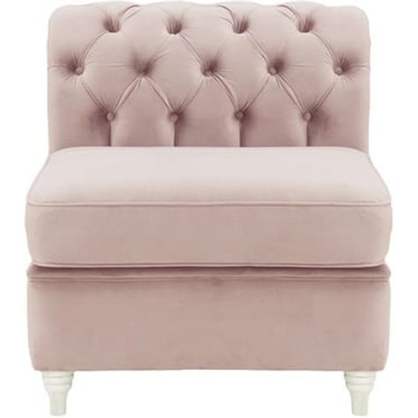 Chesterfield - Module intérieur une personne (1CP), lila/rose - Velluto 14, Couleur des pieds: Blanc