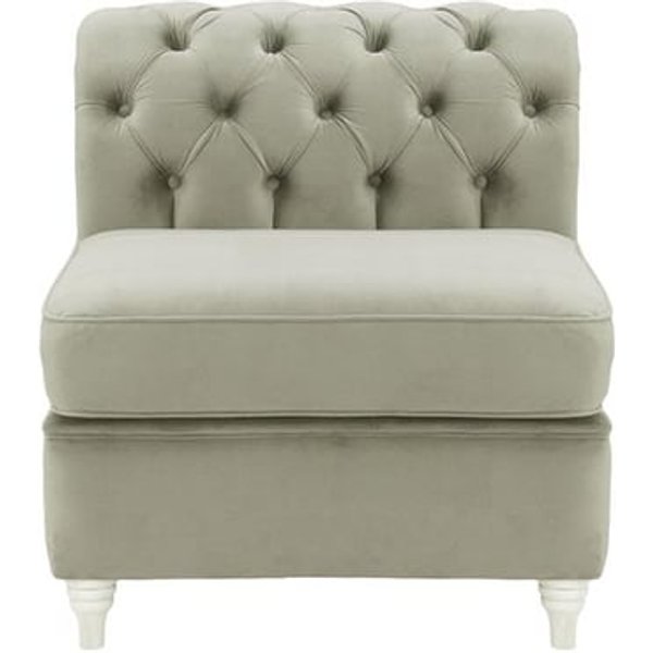 Chesterfield - Module intérieur une personne (1CP), gris clair - Velluto 15, Couleur des pieds: Blanc
