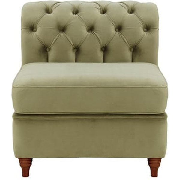 Chesterfield - Module intérieur une personne (1CP), beige - Velluto 3, Couleur des pieds: Chêne foncé