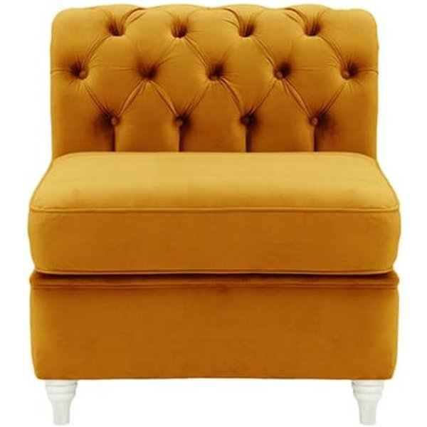 Chesterfield - Module intérieur une personne (1CP), moutarde - Velluto 8, Couleur des pieds: Blanc