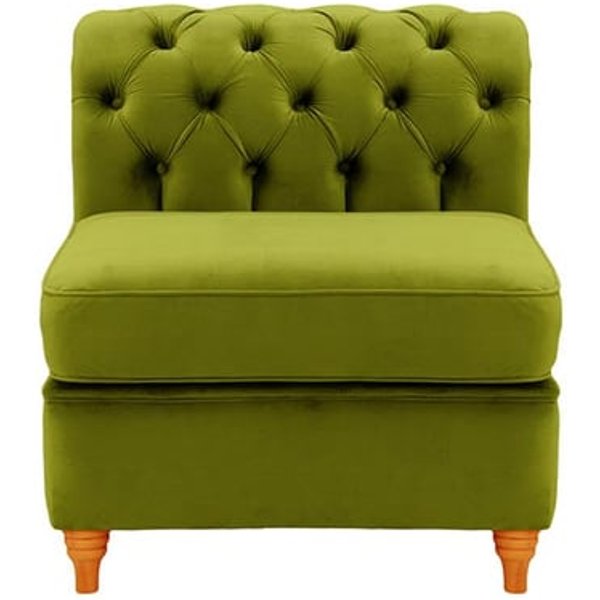 Chesterfield - Module intérieur une personne (1CP), olive - Velluto 9, Couleur des pieds: aveo