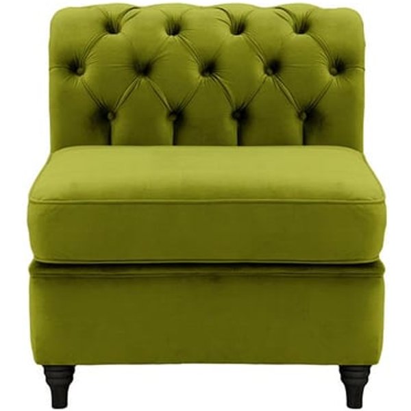 Chesterfield - Module intérieur une personne (1CP), olive - Velluto 9, Couleur des pieds: Noir