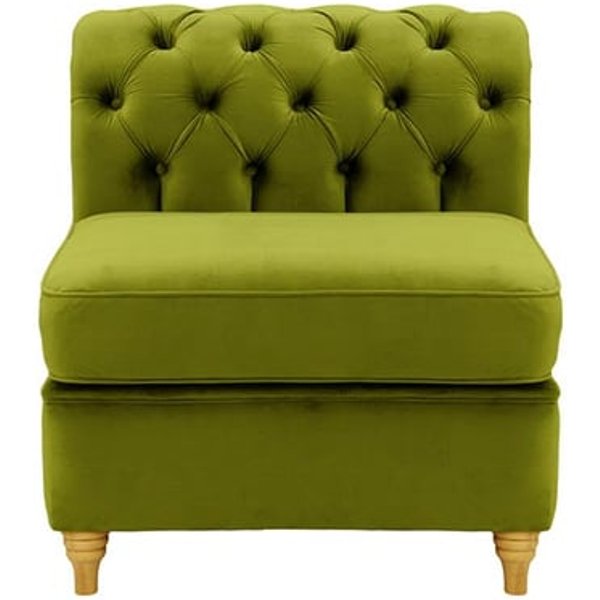 Chesterfield - Module intérieur une personne (1CP), olive - Velluto 9, Couleur des pieds: Chêne clair