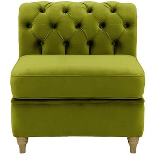 Chesterfield - Module intérieur une personne (1CP), olive - Velluto 9, Couleur des pieds: Noir wax
