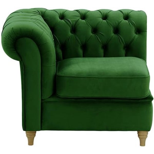 Chesterfield – Module extrémité gauche une personne (1L), vert foncé - Velluto 10, Couleur des pieds: Noir wax
