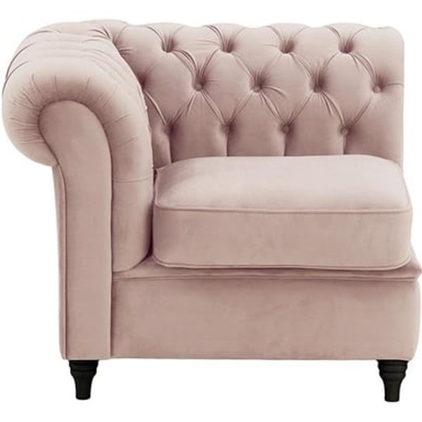 Chesterfield – Module extrémité gauche une personne (1L), lila/rose - Velluto 14, Couleur des pieds: Noir