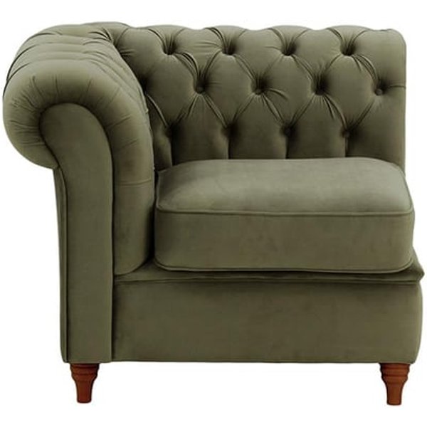 Chesterfield – Module extrémité gauche une personne (1L), graphite - Velluto 19, Couleur des pieds: Chêne foncé