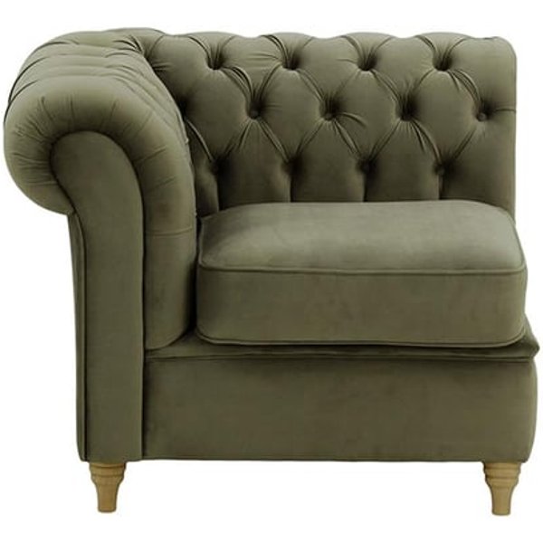 Chesterfield – Module extrémité gauche une personne (1L), graphite - Velluto 19, Couleur des pieds: Noir wax