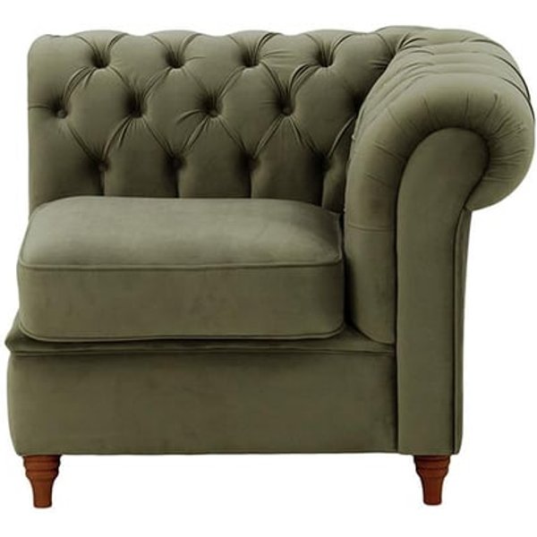 Chesterfield – Module d’extrémité droite une place (1R), graphite - Velluto 19, Couleur des pieds: Chêne foncé