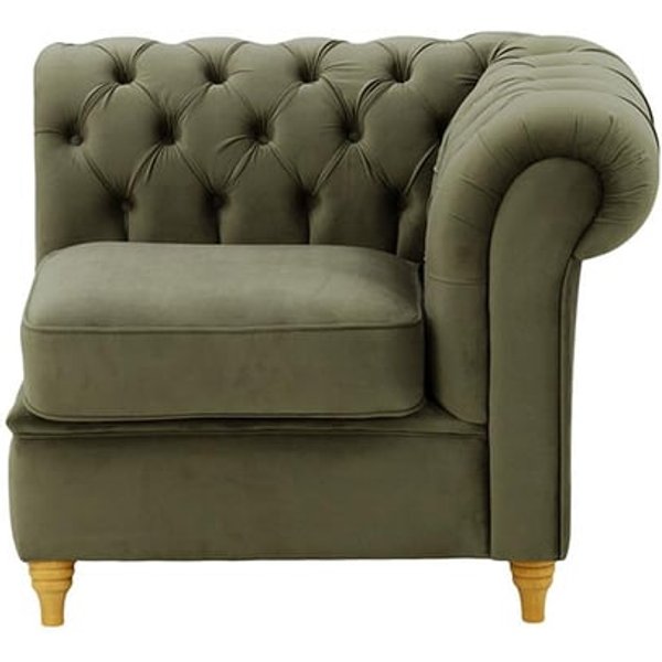 Chesterfield – Module d’extrémité droite une place (1R), graphite - Velluto 19, Couleur des pieds: Chêne clair