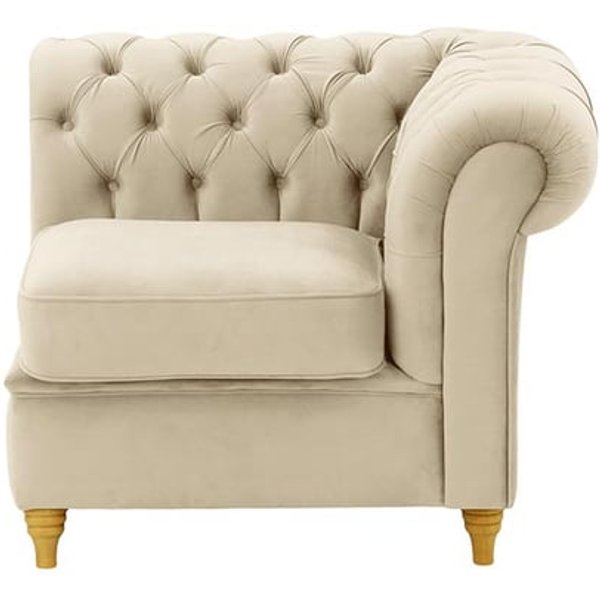 Chesterfield – Module d’extrémité droite une place (1R), beige clair - Velluto 2, Couleur des pieds: Chêne clair