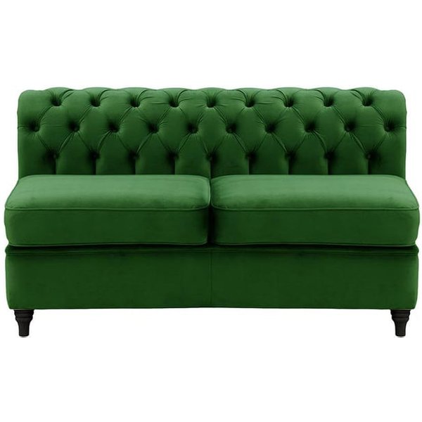 Chesterfield - Module intérieur deux places (2CP), vert foncé - Velluto 10, Couleur des pieds: Noir